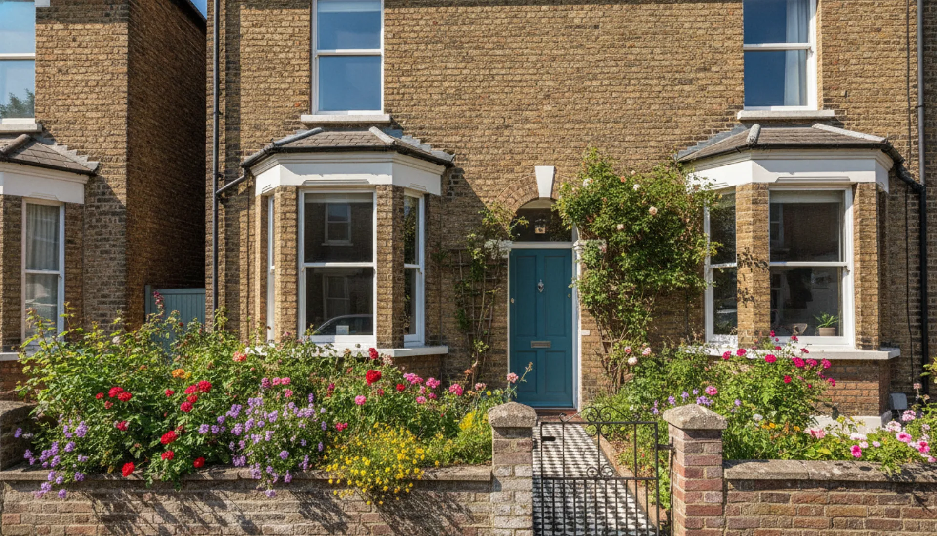 Victorian terraced starter home with a bright front garden